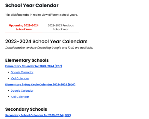 York Region District School Board Key Dates